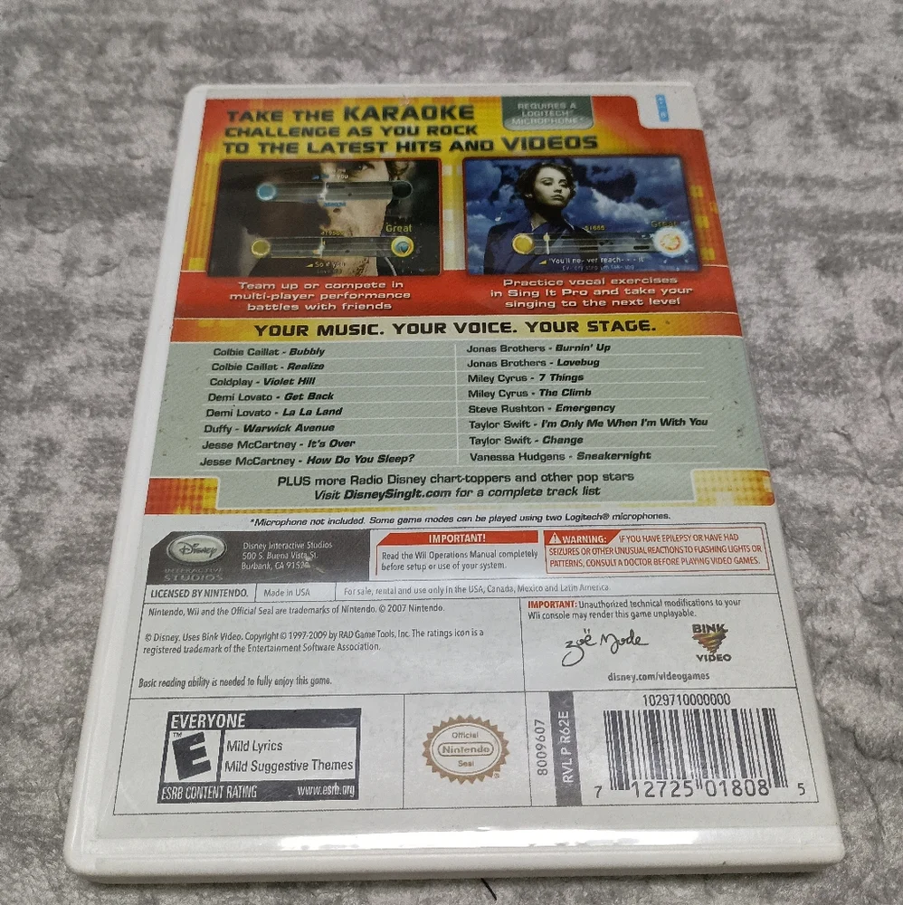 Vintage Nintendo Disney Sing it Wii Video Game